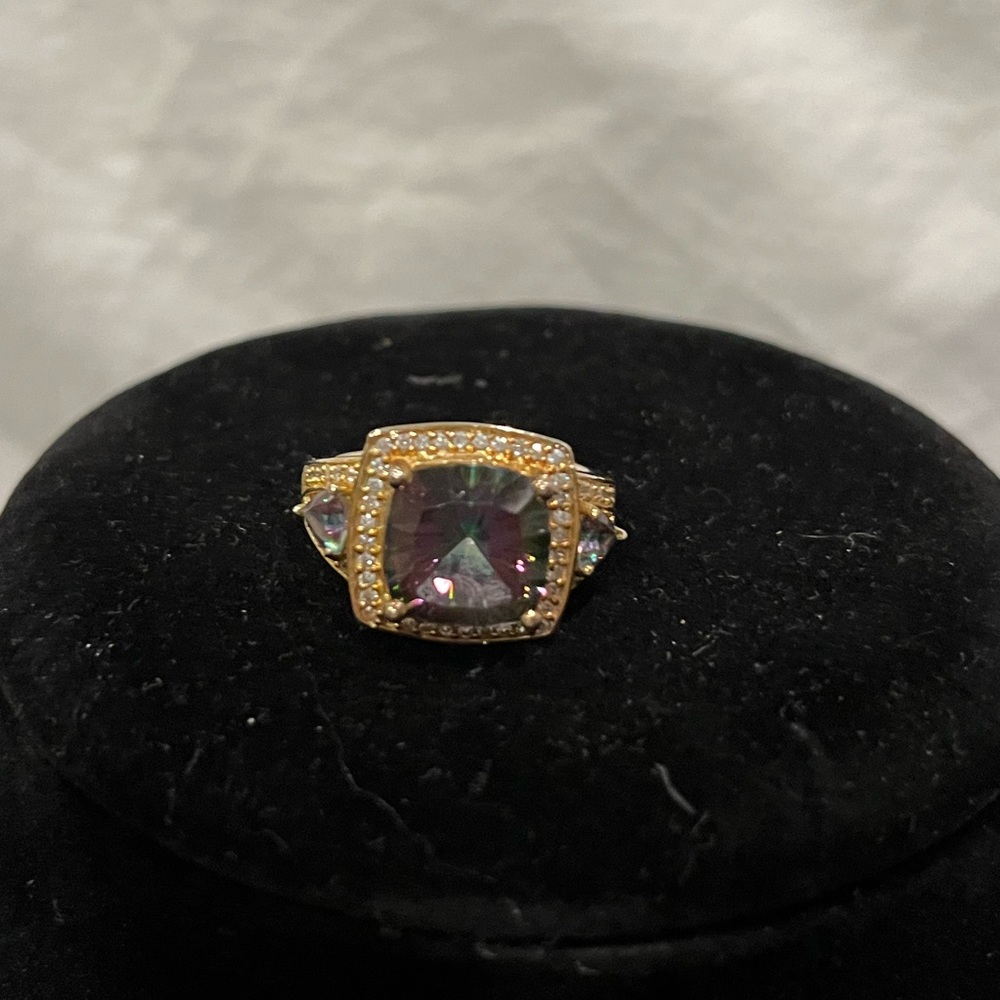 Gold plated with Amythest stone, and mini crystals